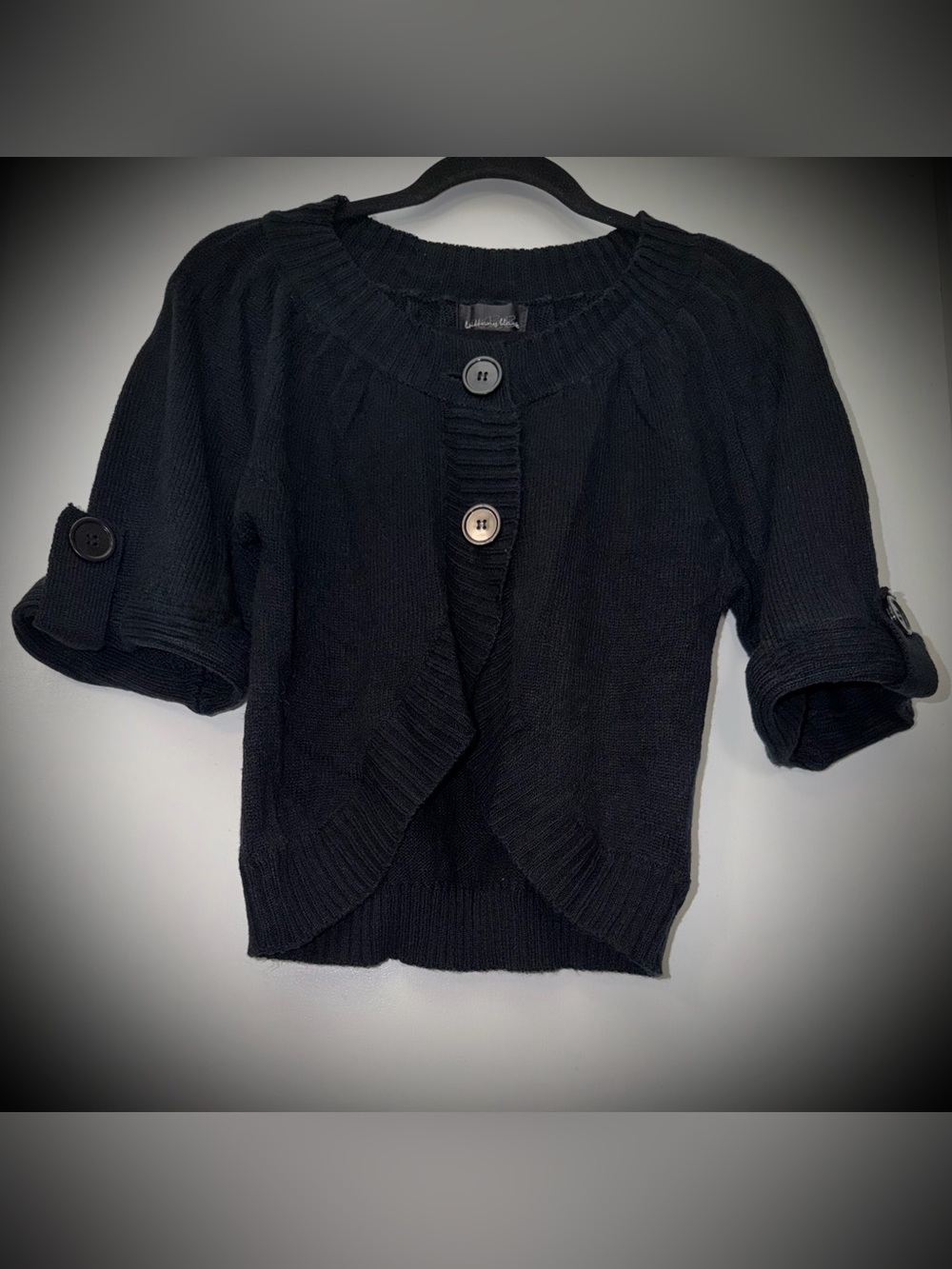 Black Knit Short-Sleeve Top - Size
Medium